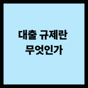 대출 규제란 무엇인가